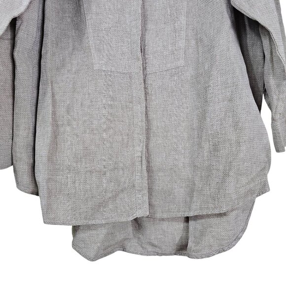Soft Surroundings Textured Linen Button Up Tunic 1X Khaki Minimalist Lagenlook - Picture 9 of 11